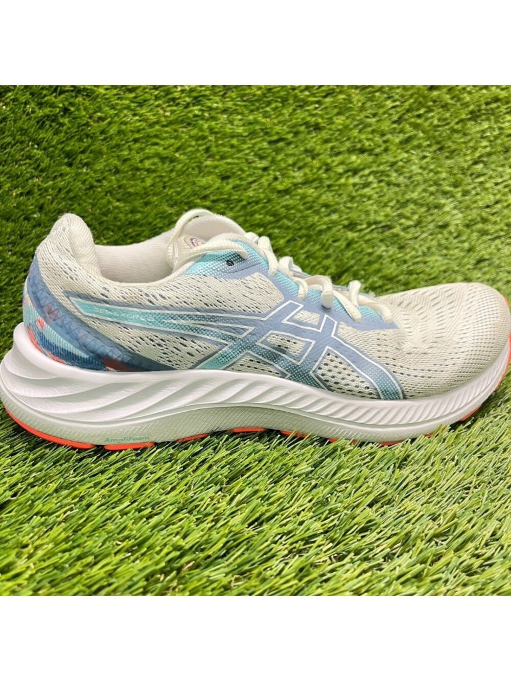 Asics Gel Excite 8 Womens Size 8.5 White Blue Athletic Running Shoes Sneakers